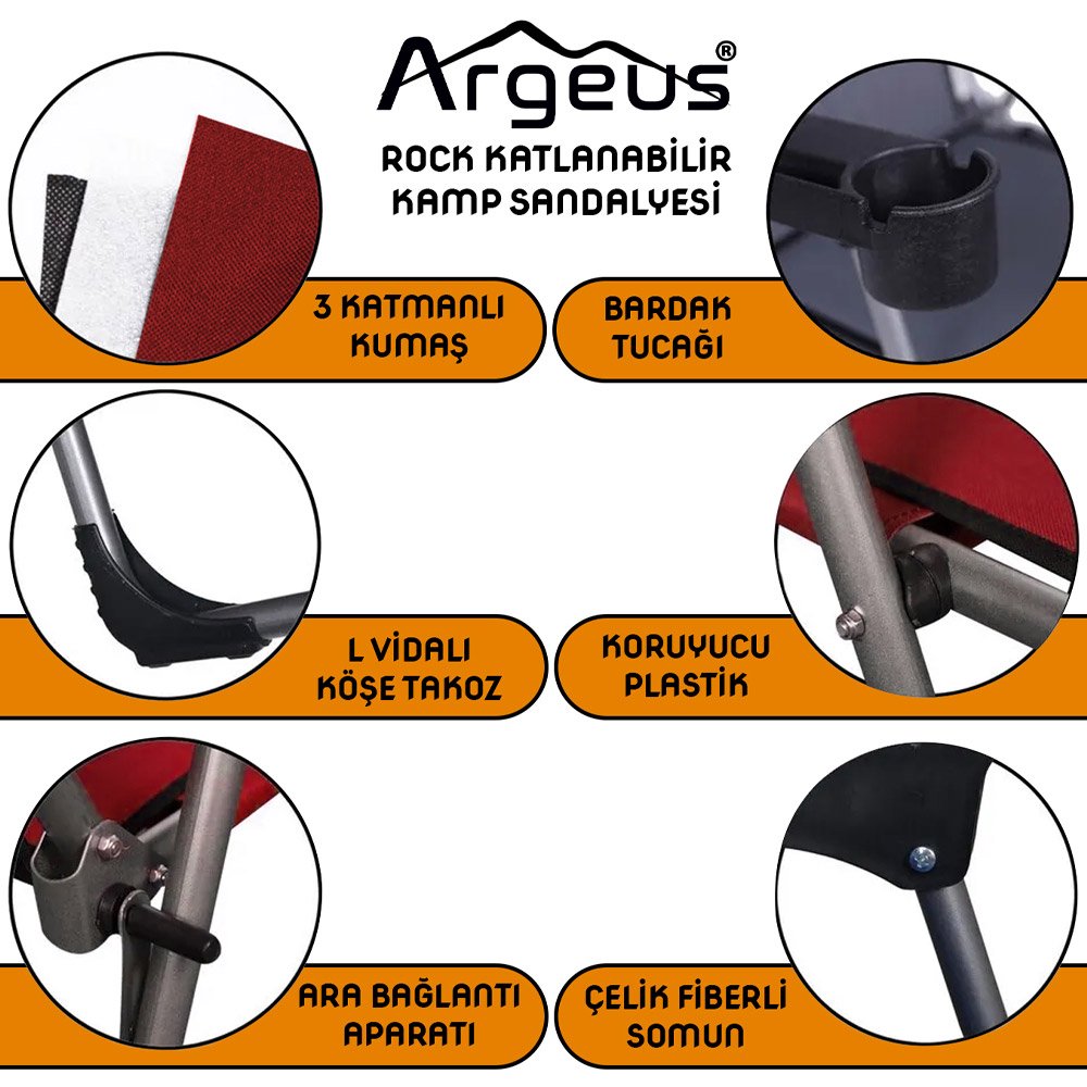 4 Adet Katlanır Kamp Sandalyesi ve Alüminyum Masa Seti - Rock Silver - Safir