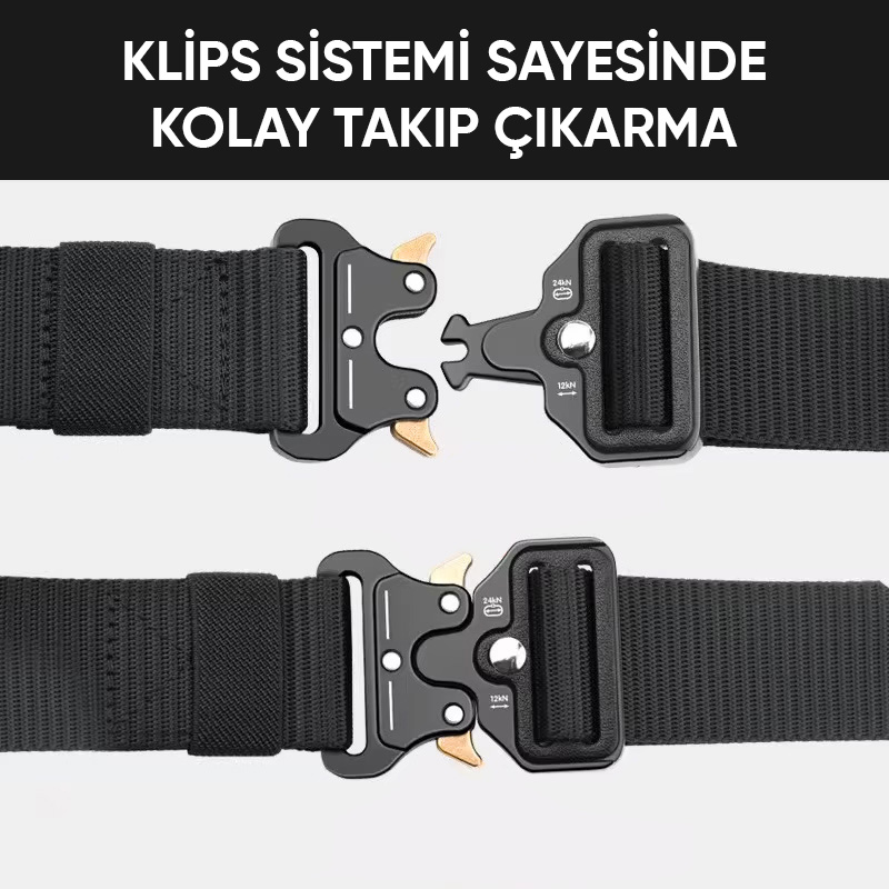Outdoor Taktik Kemer - Metal Toka - Siyah - 120cm