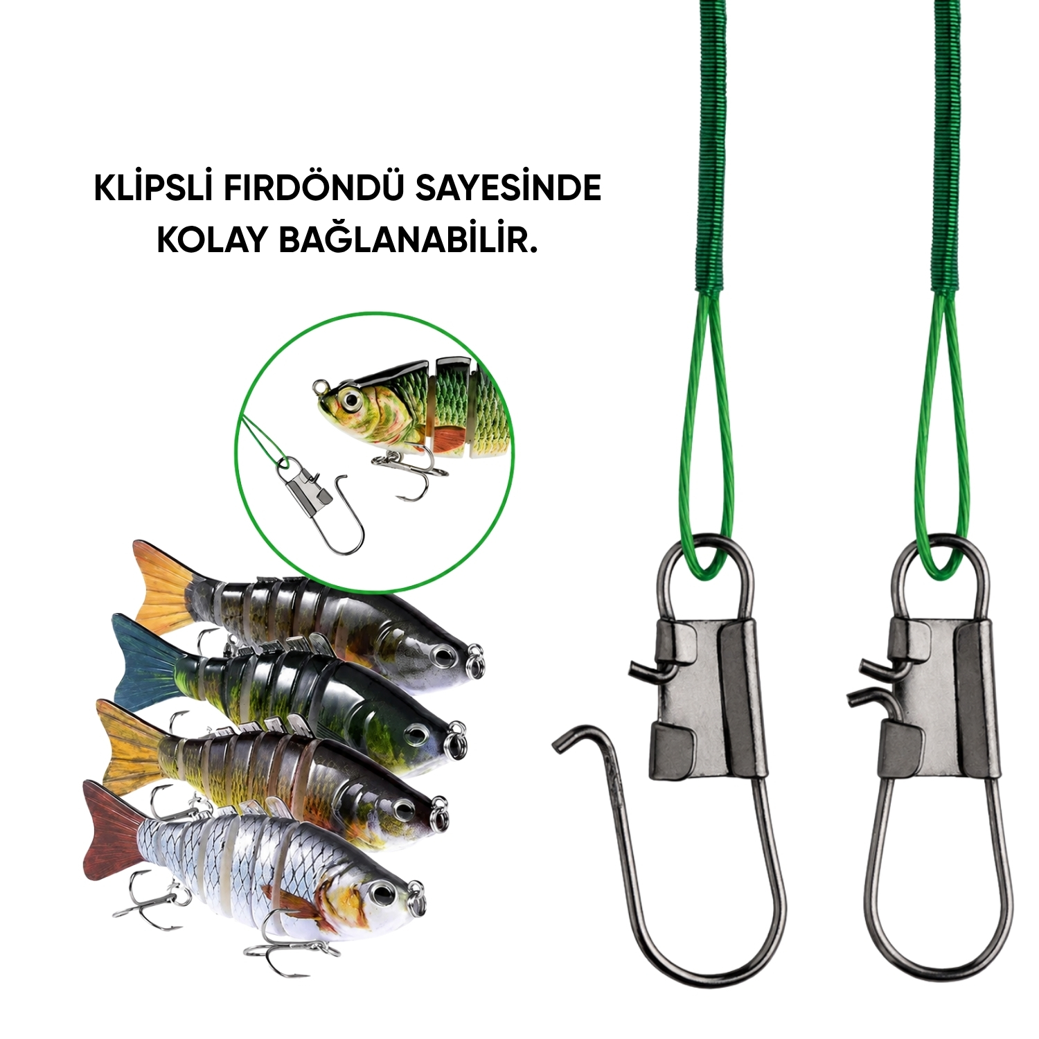 Klipsli Fırdöndülü Çelik Tel 6’lı - Fishack