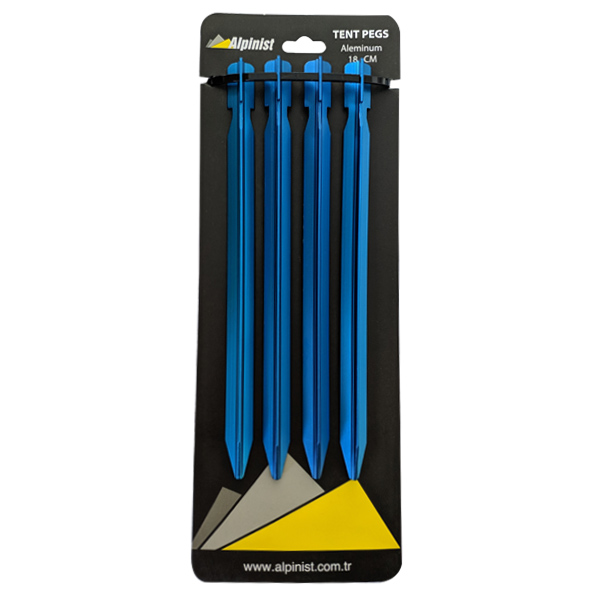Alpinist Alüminyum 6061 Çadır Kazığı 18 cm Mavi 4’lü