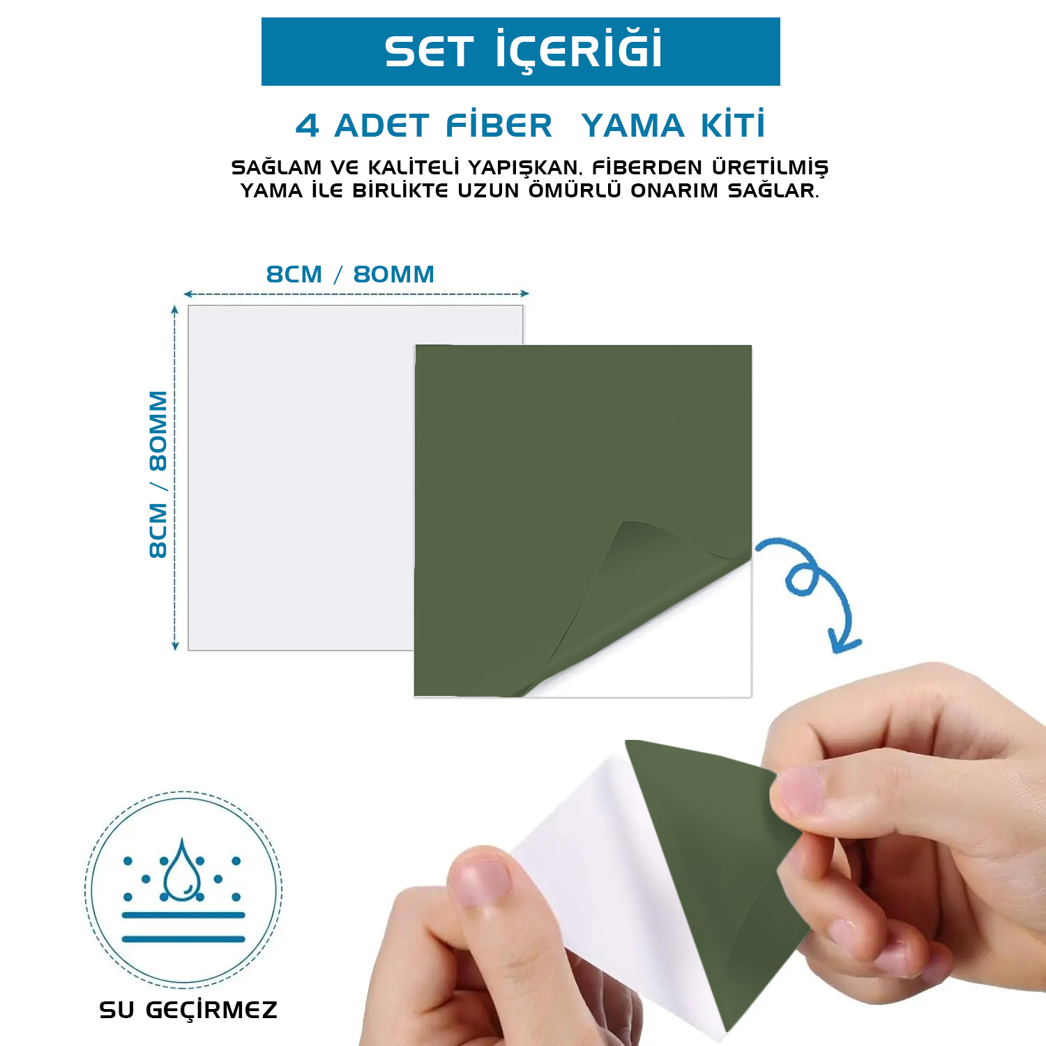 Argeus 4’lü Yapışkanlı Fiber Çadır Tamir Yaması Haki