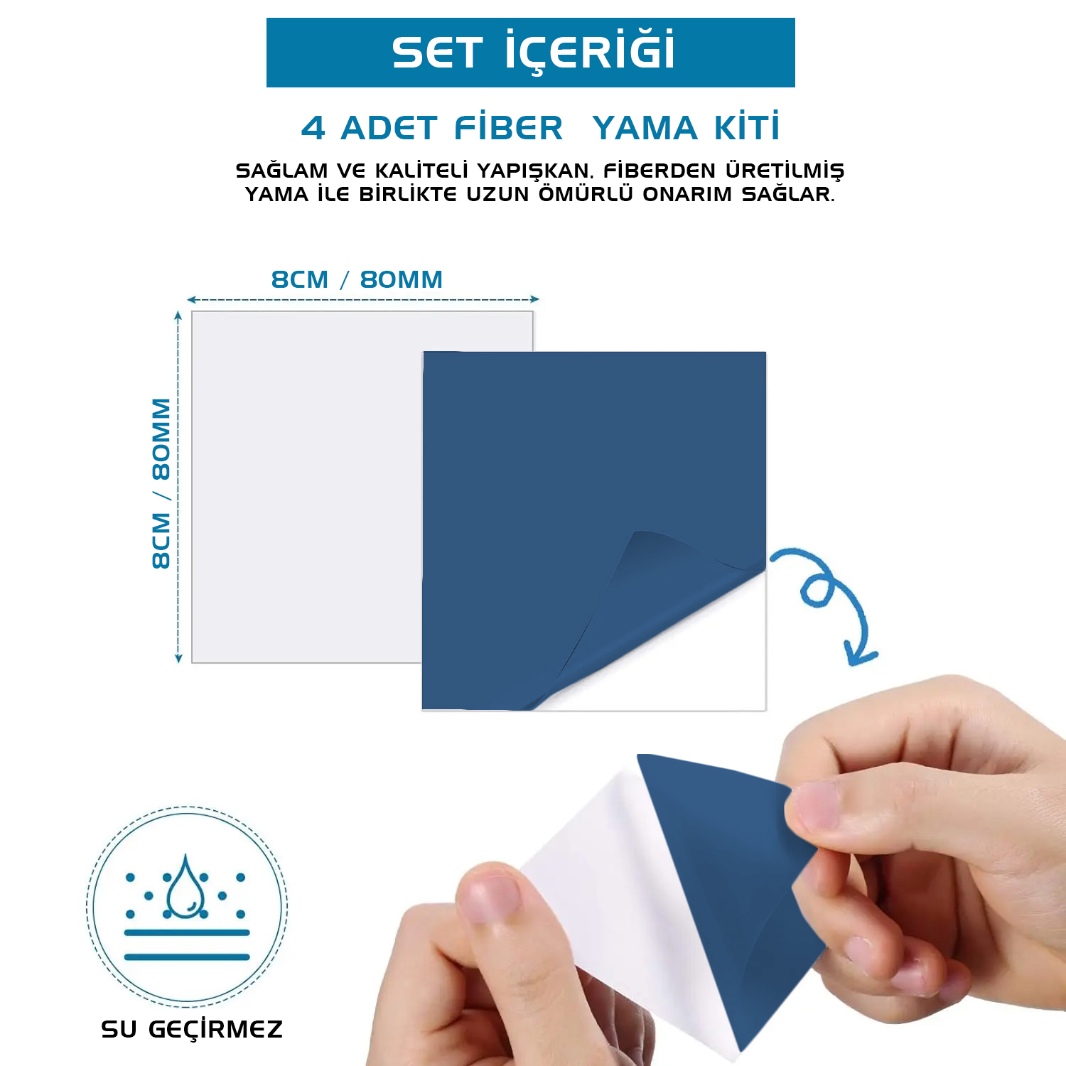 Argeus 4’lü Yapışkanlı Fiber Çadır Tamir Yaması Lacivert