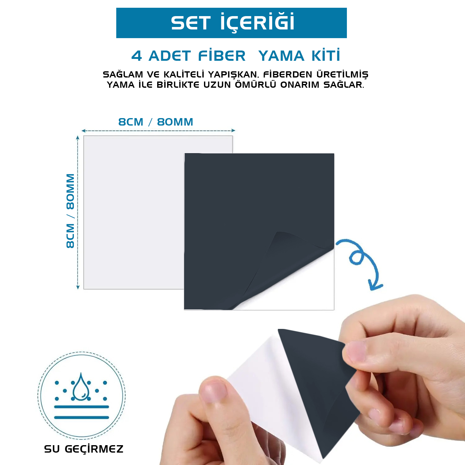 Argeus 4’lü Yapışkanlı Fiber Çadır Tamir Yaması Antrasit