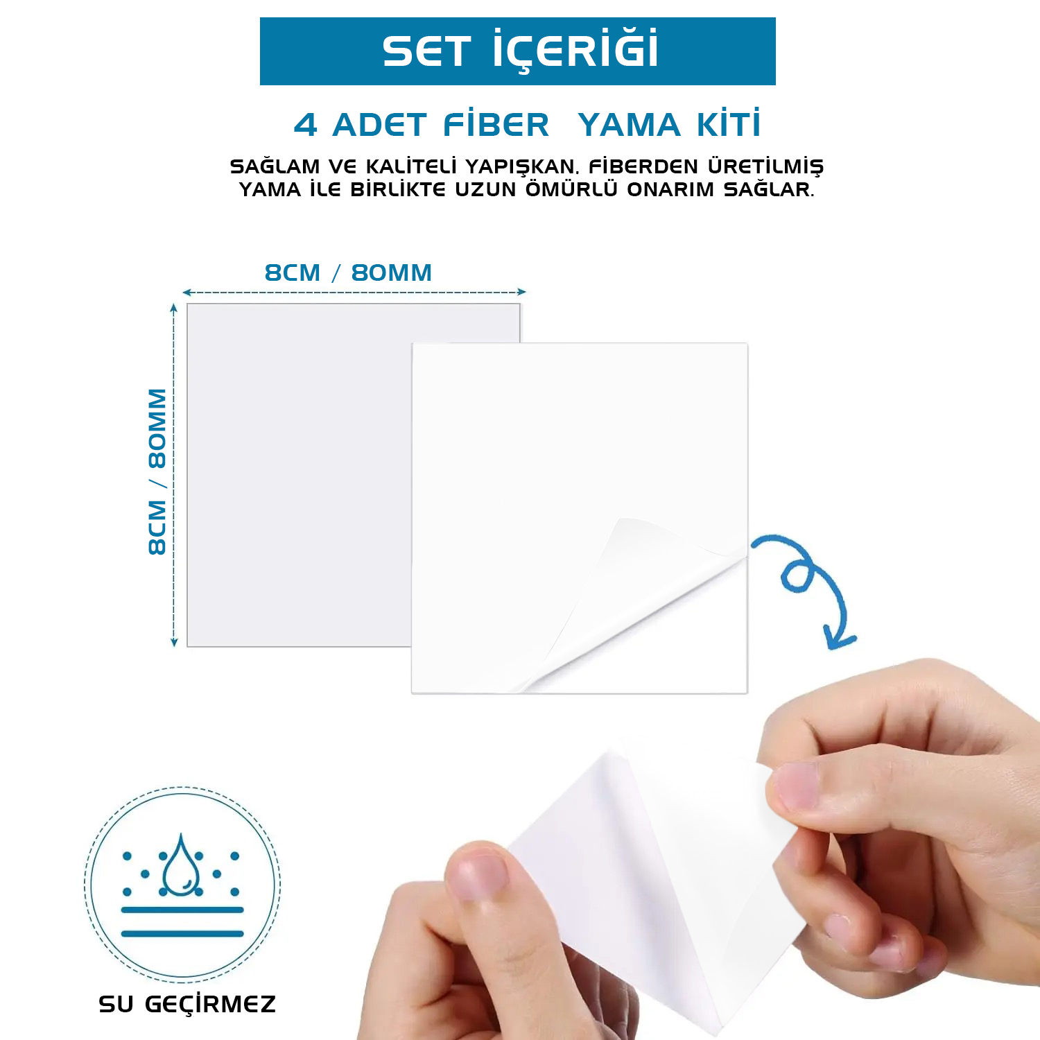 Argeus 4’lü Yapışkanlı Fiber Çadır Tamir Yaması Beyaz