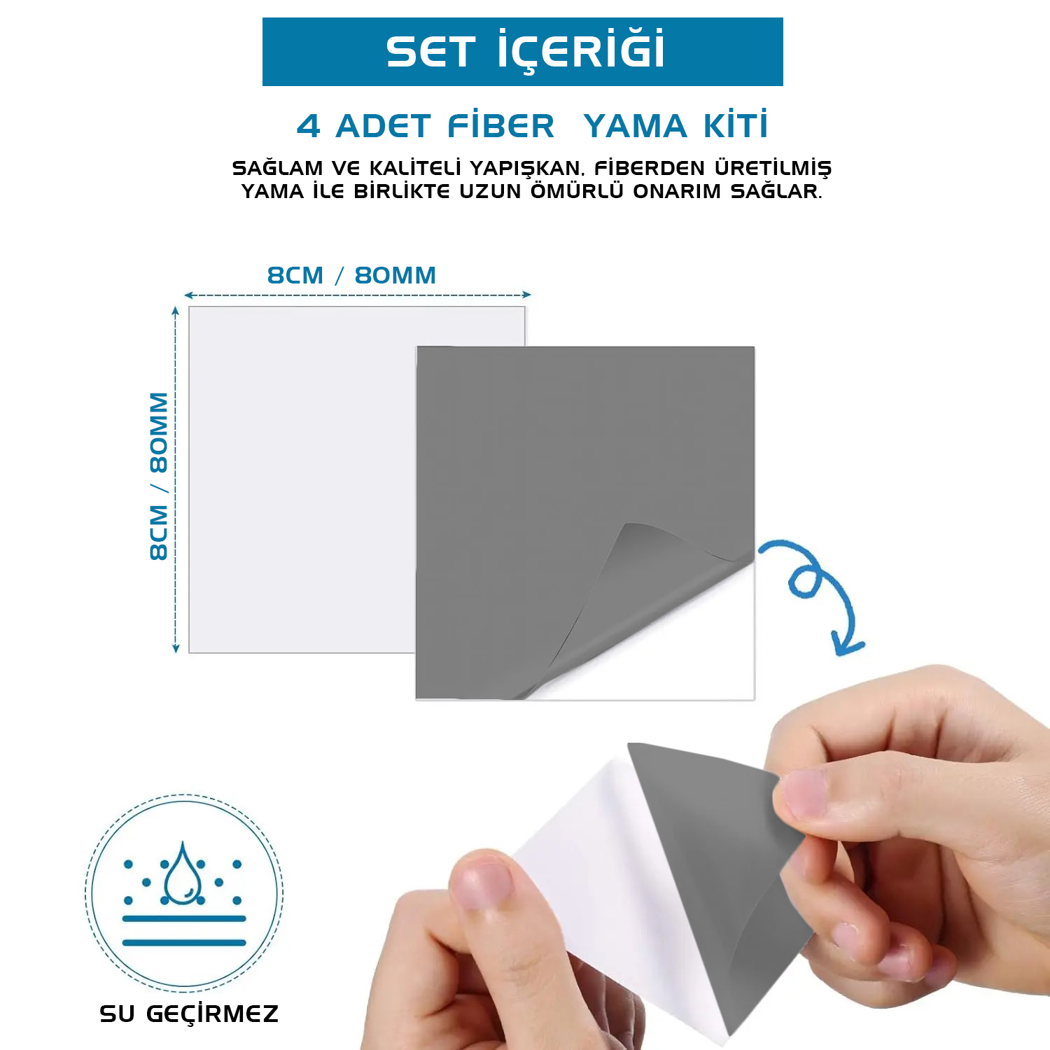 Argeus 4’lü Yapışkanlı Fiber Çadır Tamir Yaması Gri