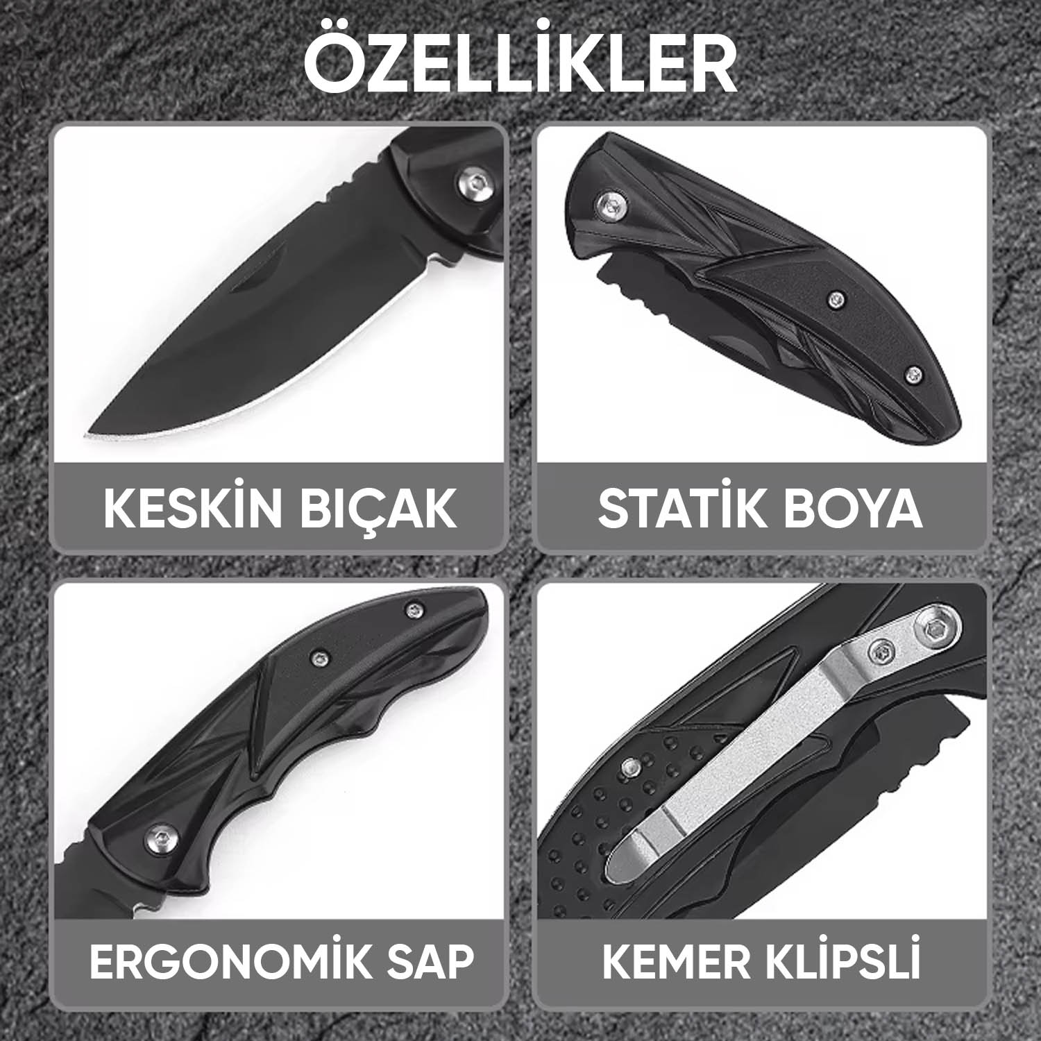 Katlanır Cep Çakısı - Kemer Klipsli - SDR-079 - Mavi