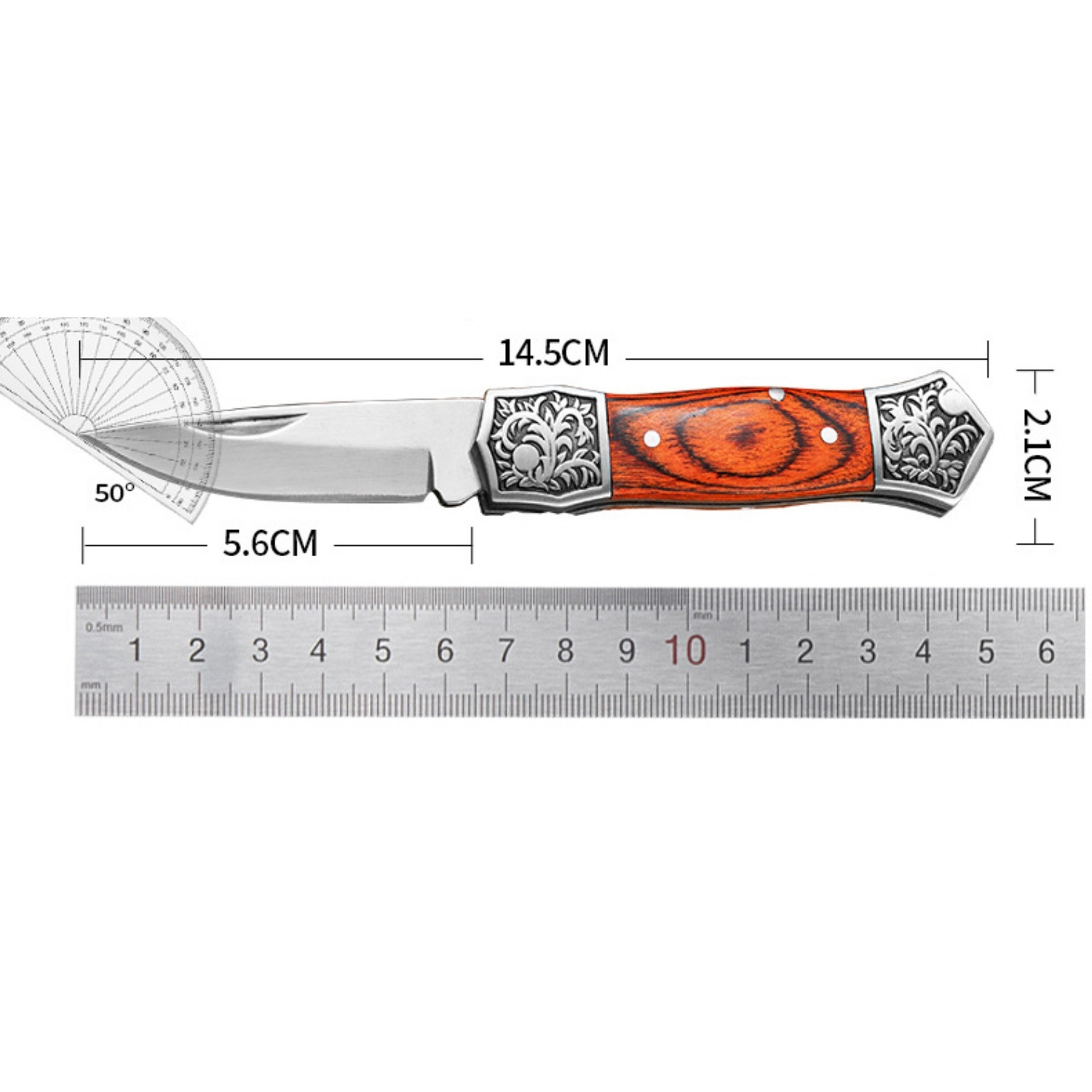 Katlanır Cep Çakısı - Ahşap Saplı - SDR-207 - Kırmızı