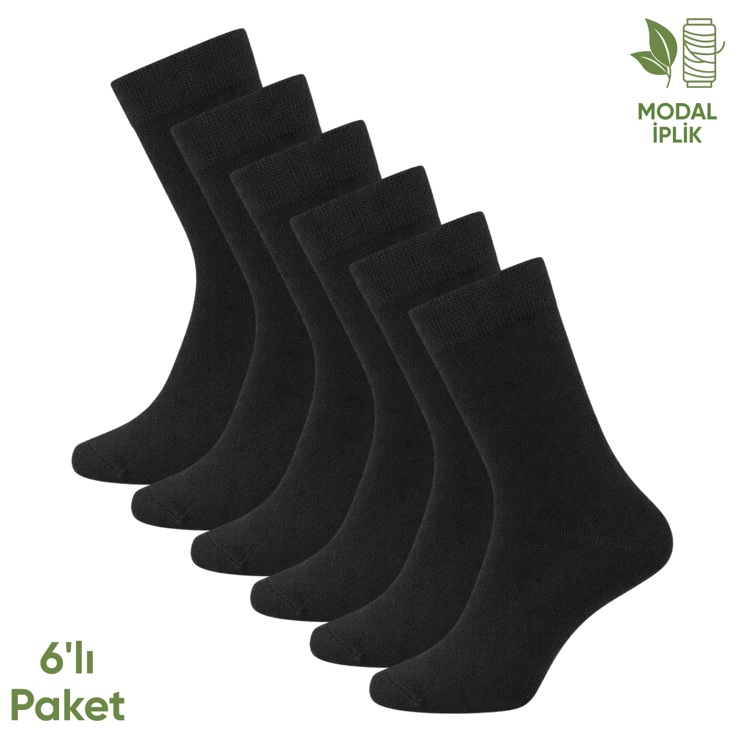 Modal İplik Erkek Soket Çorap - 6 Çift - Dikişsiz - Atlas - 18002 - Set 6