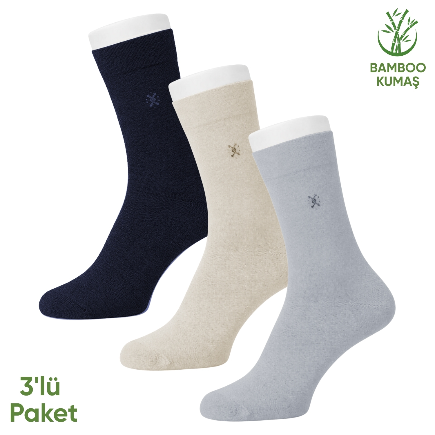 Bambu Erkek Soket Çorabı - 3 Çift - Dikişsiz - Gori -17135 - Set 4