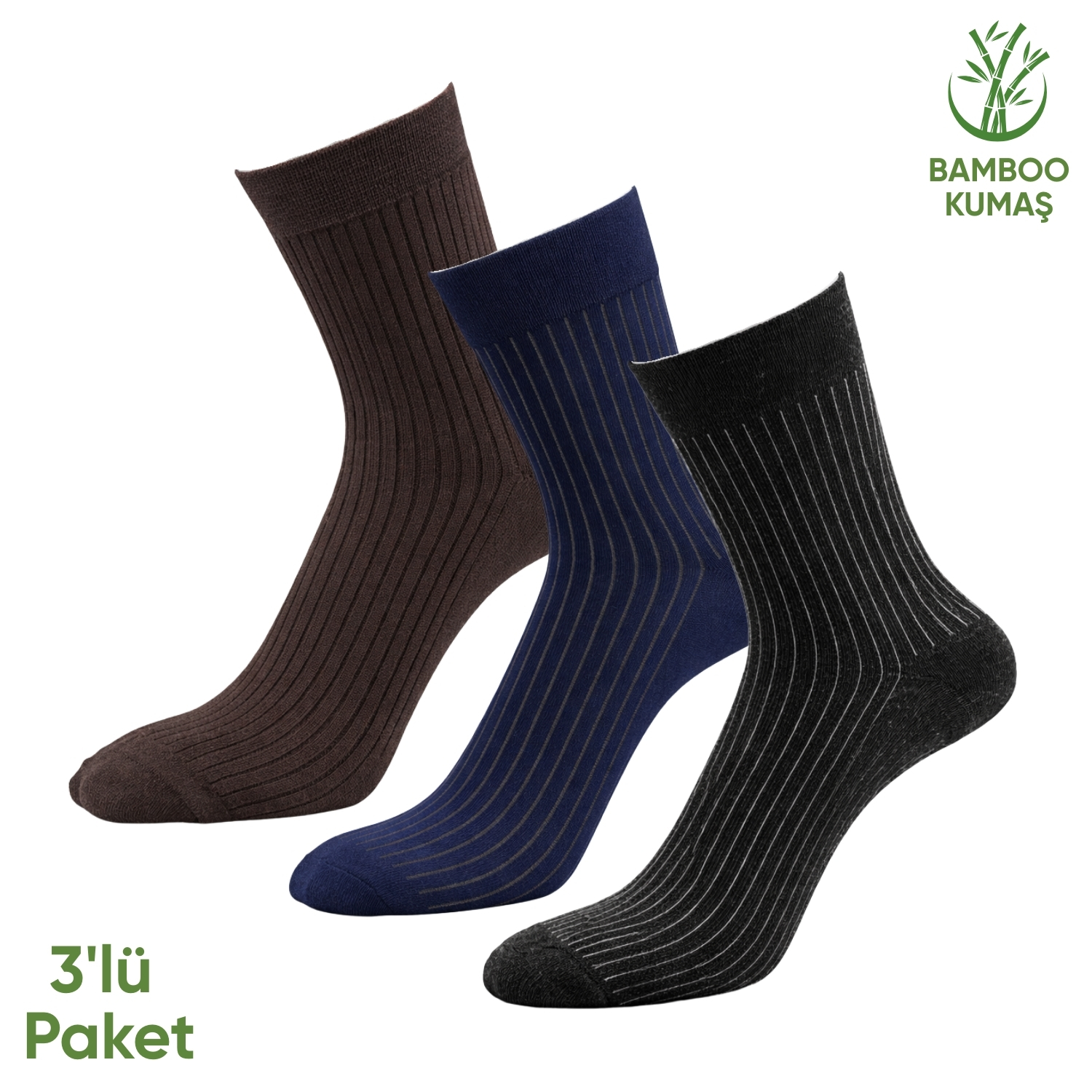 Bambu Erkek Soket Çorabı - 3 Çift - Dikişsiz - Malta - 17671 - Set 2