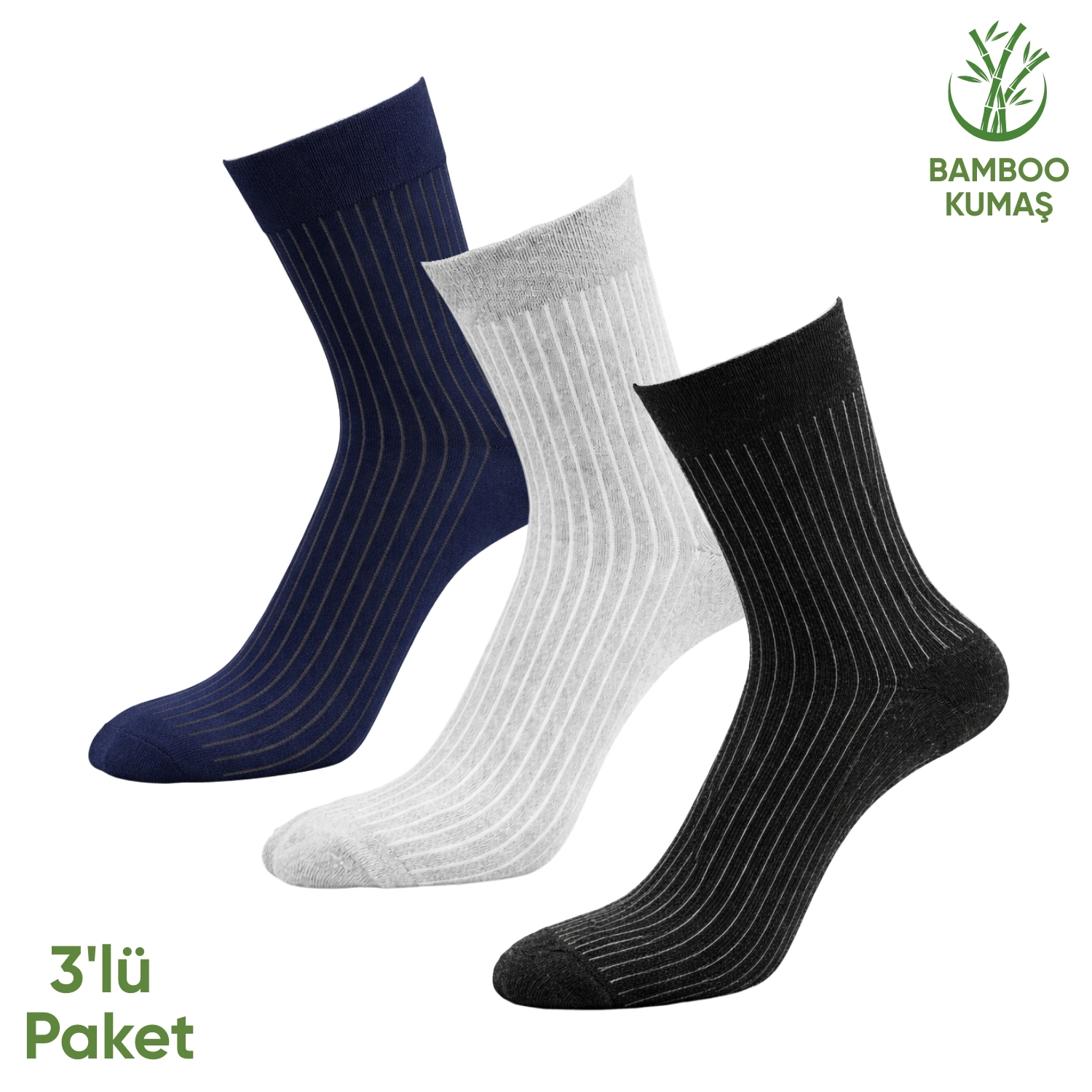 Bambu Erkek Soket Çorabı - 3 Çift - Dikişsiz - Malta - 17671 - Set 3