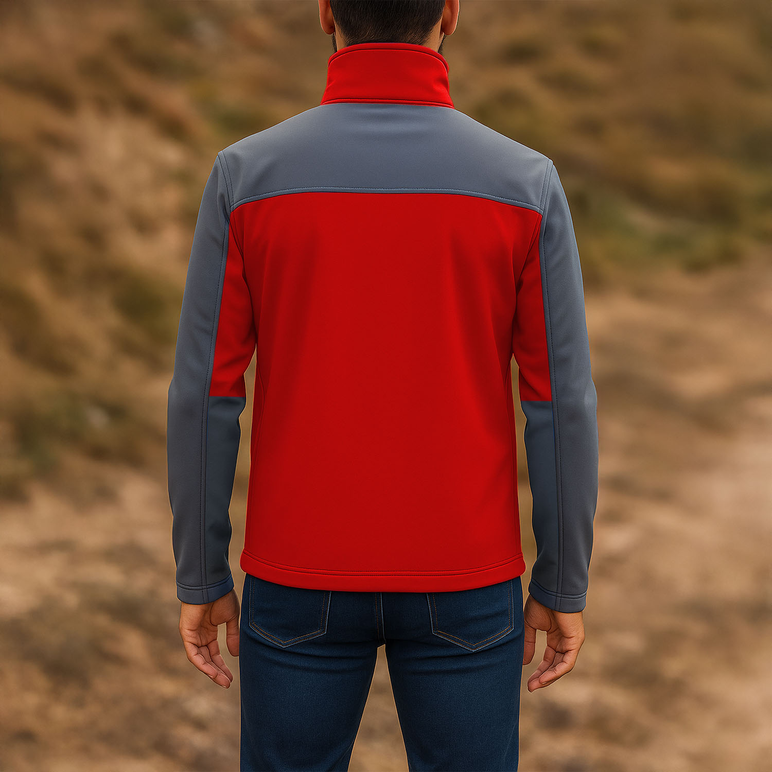 Su ve Rüzgar Geçirmez Softshell Mont - Lemigo - Kırmızı-Gri