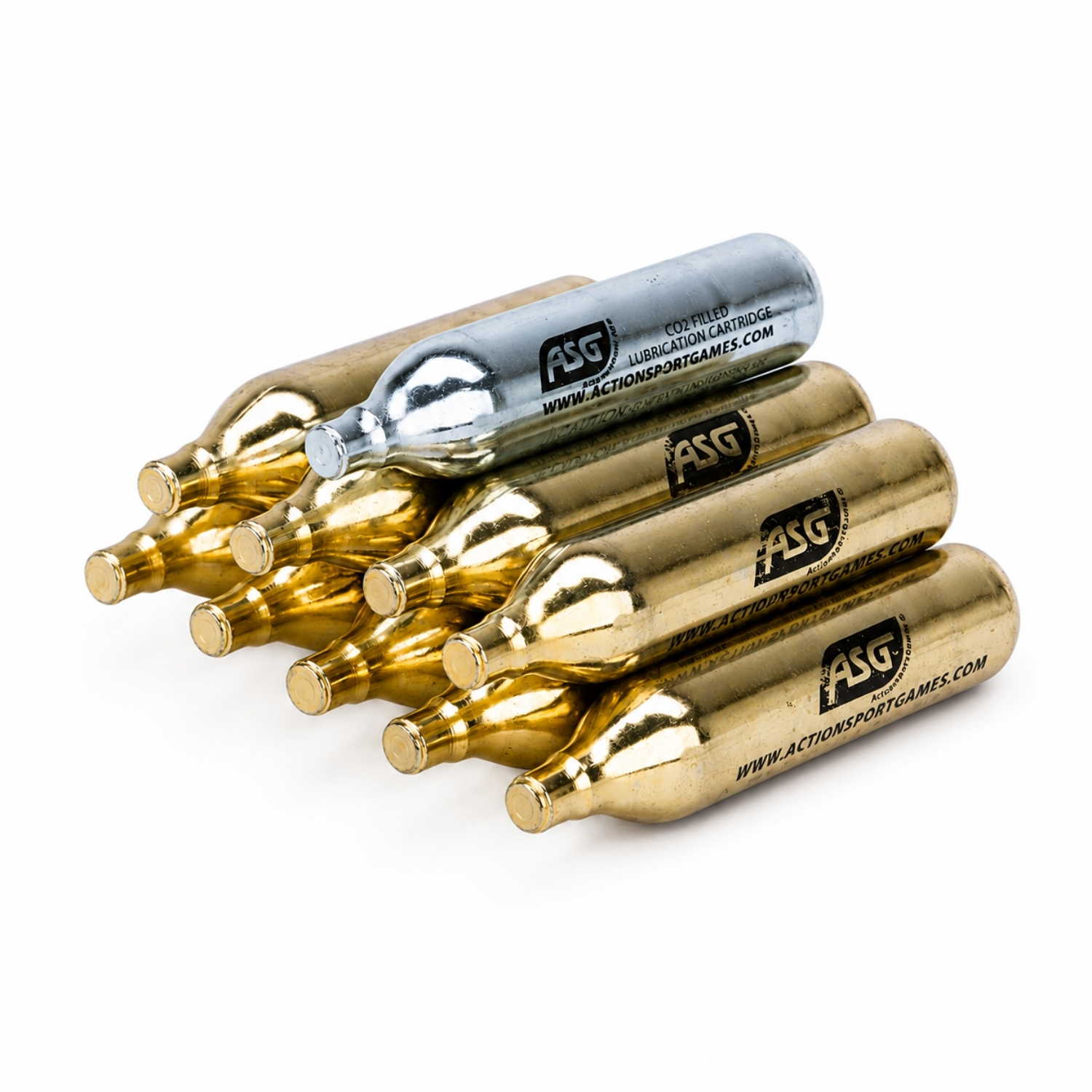 ASG 12 gr CO2  Airsoft Tüpü 10’lu Kutu (9 Normal + 1 Yağlı)