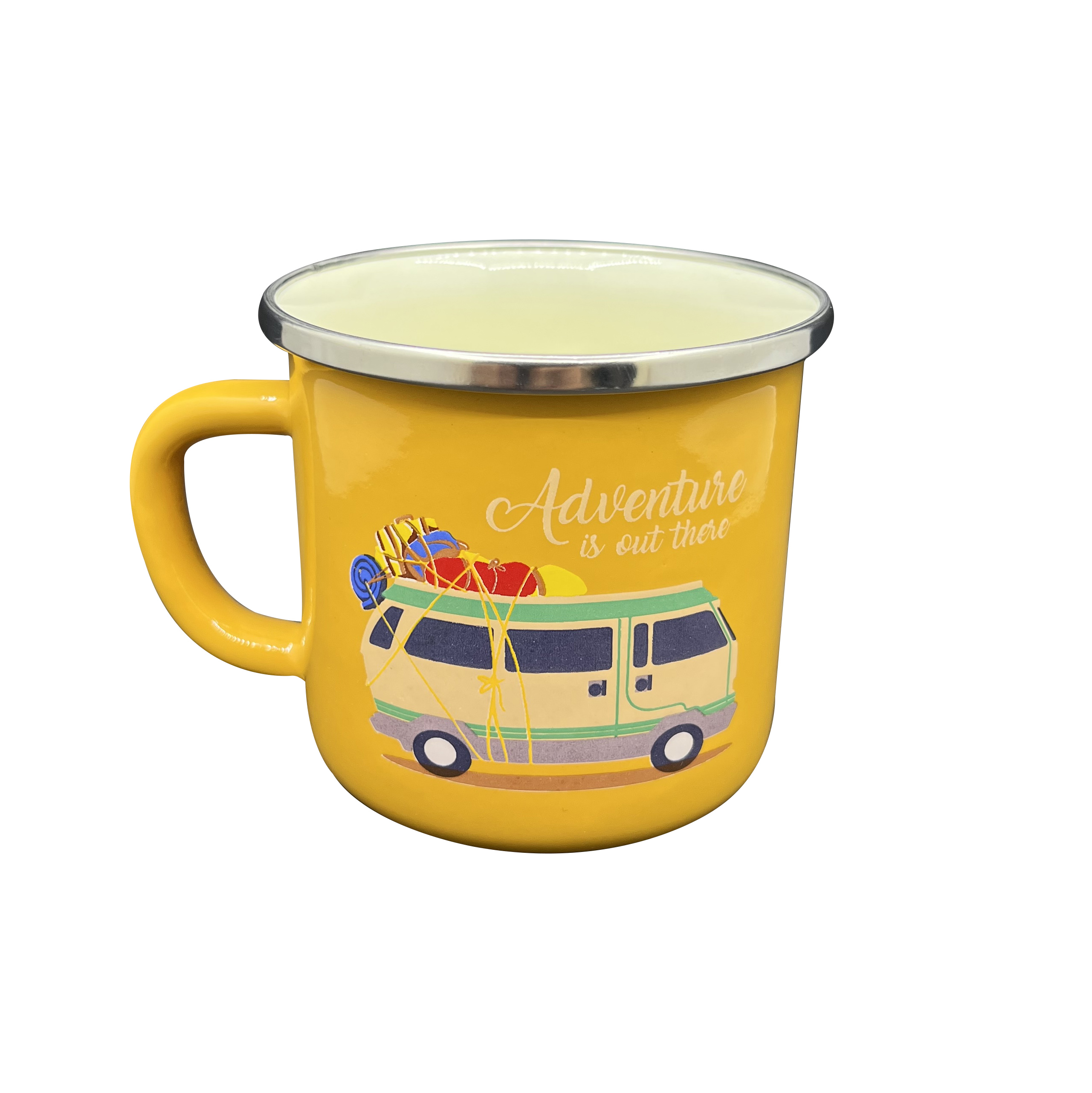 Orcamp Retro Emaye Kupa Bardak Adventure Hardal (OUT-1900)