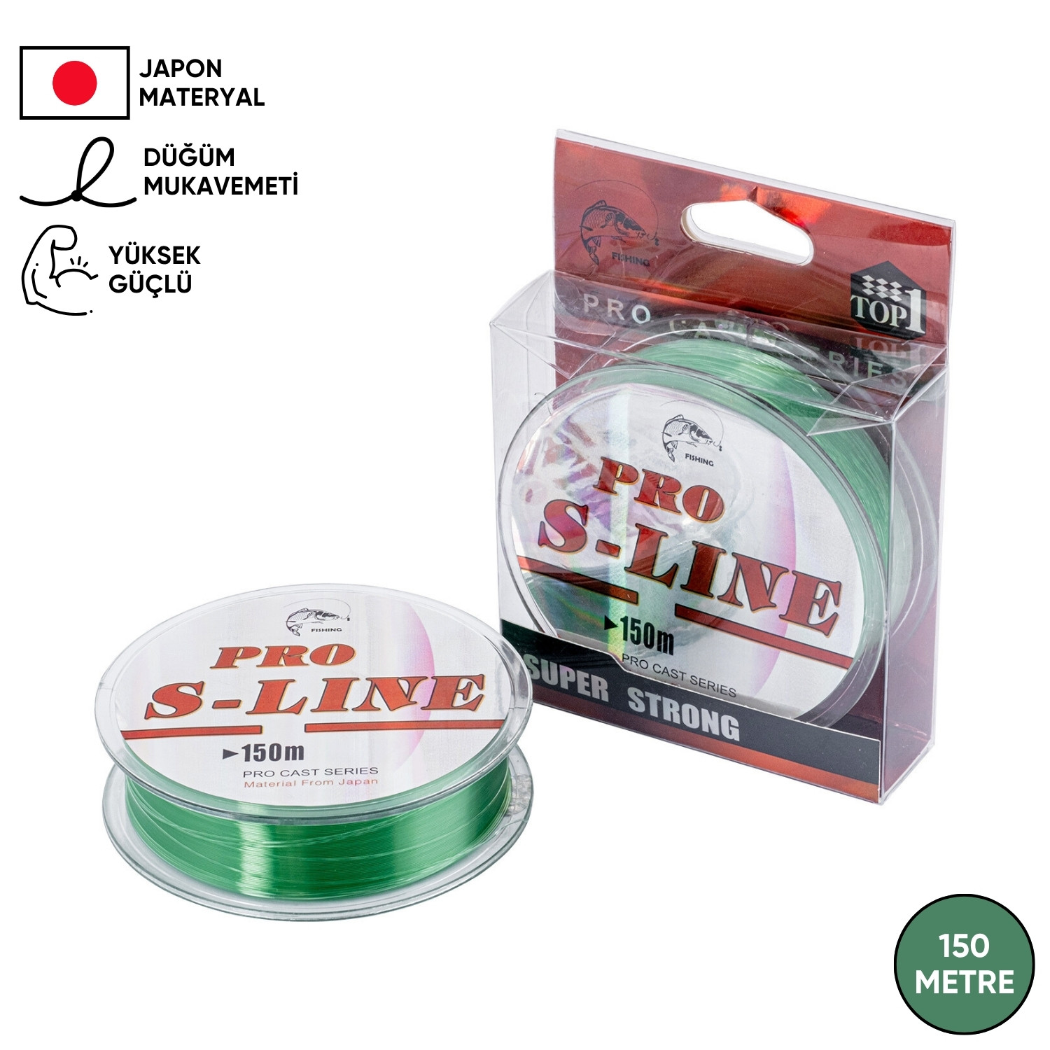 Yeşil Olta Misinası - Japon Materyal - 150 Metre - Pro S-Line - 0,20mm