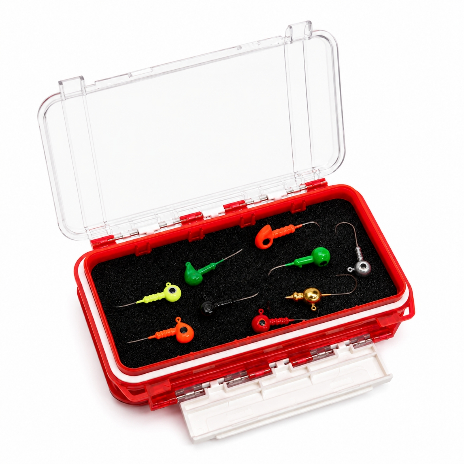 LRF Spin Jig - Jighead Kutusu - Çift Taraflı Malzeme Kutusu - Contalı - Kırmızı