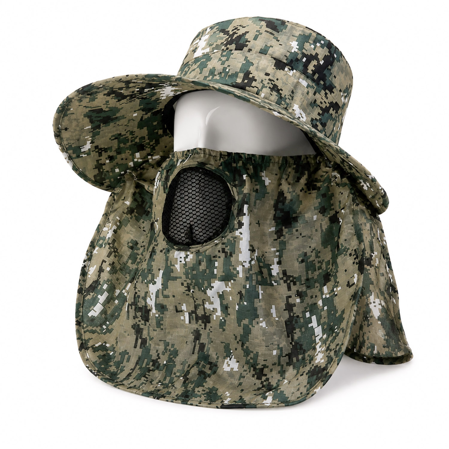 Ense Korumalı Outdoor Şapka - Maskeli - Dijital Kamuflaj (M-3)- Savex
