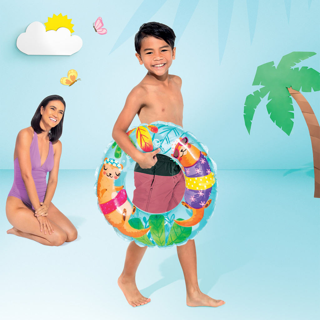 Çocuk Yüzme Simidi - Intex - Şeffaf Desenli - Gök Mavisi - 61cm (59242)