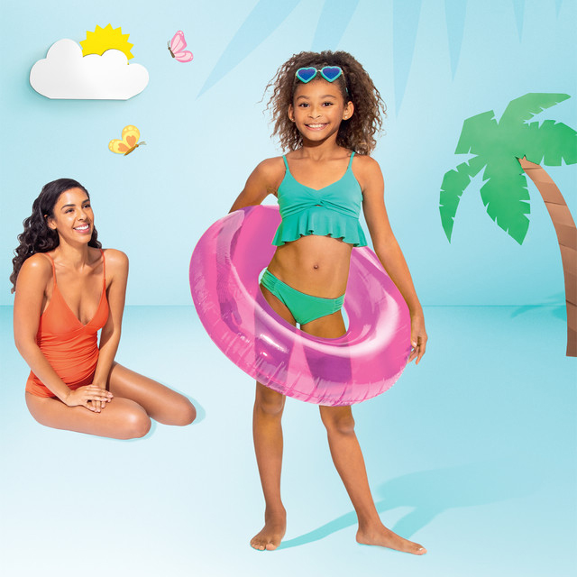 Çocuk Yüzme Simidi - Intex - Şeffaf Jumbo - Mor - 76 cm (59260)