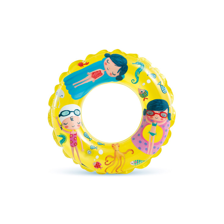 Çocuk Yüzme Simidi - Intex - Şeffaf Desenli - Sarı - 61cm (59242)