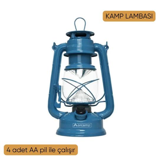 Evde Kamp Keyfi Hediye Seti - Retro Fener ve Emaye Bardaklar (3 Parça)