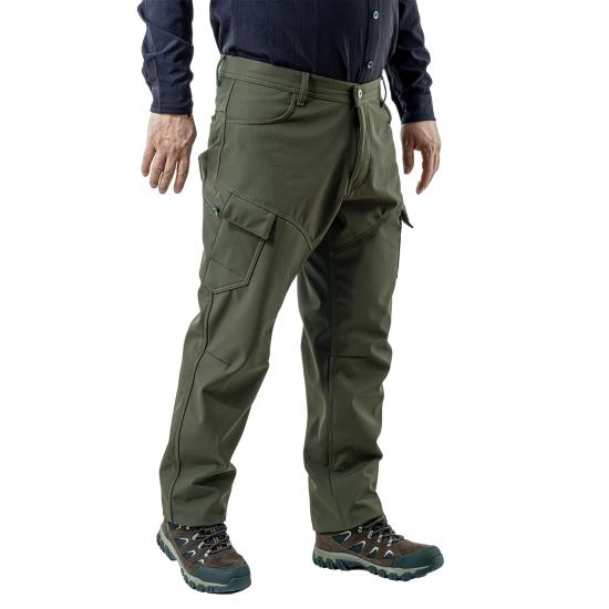 İçi Polarlı Softshell Pantolon - Su Rüzgar Geçirmez - Savage - Haki