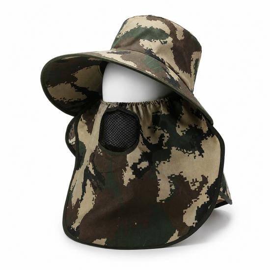 Ense Korumalı Outdoor Şapka - Maskeli - Dijital Kamuflaj (M-4)- Savex