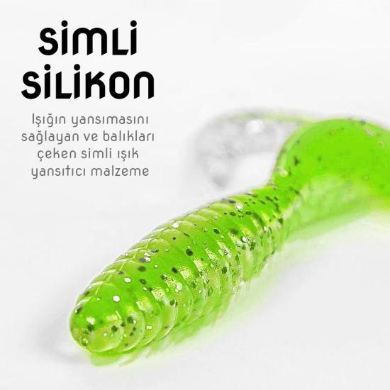 Silikon Kurt Yem - 35mm - Fluo Yeşil - Yumy (18035-SM024-03)