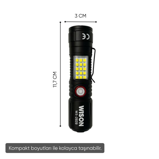 USB Şarj Edilebilir El Feneri - Wison - 1000 Lümen - 10 Watt - (WS-2828)