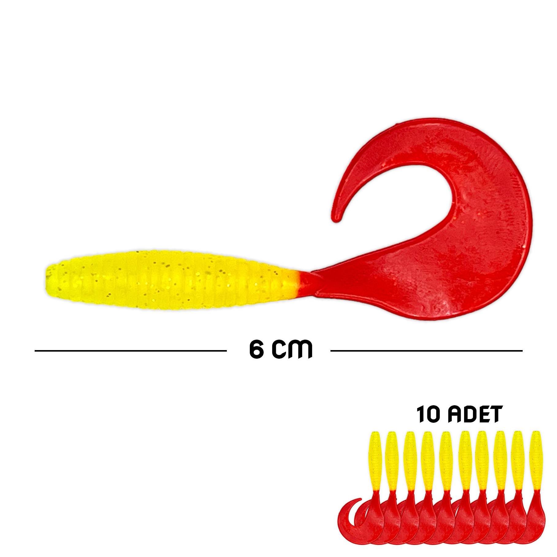 Silikon Kurt Yem - 60mm - Kırmızı/Sarı - 10’lu Paket - Yumy (456-18065)