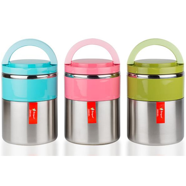 Çiftli Yemek Termosu - Sefer Tası - Inox - Penguen - Pembe (PNG-1302)