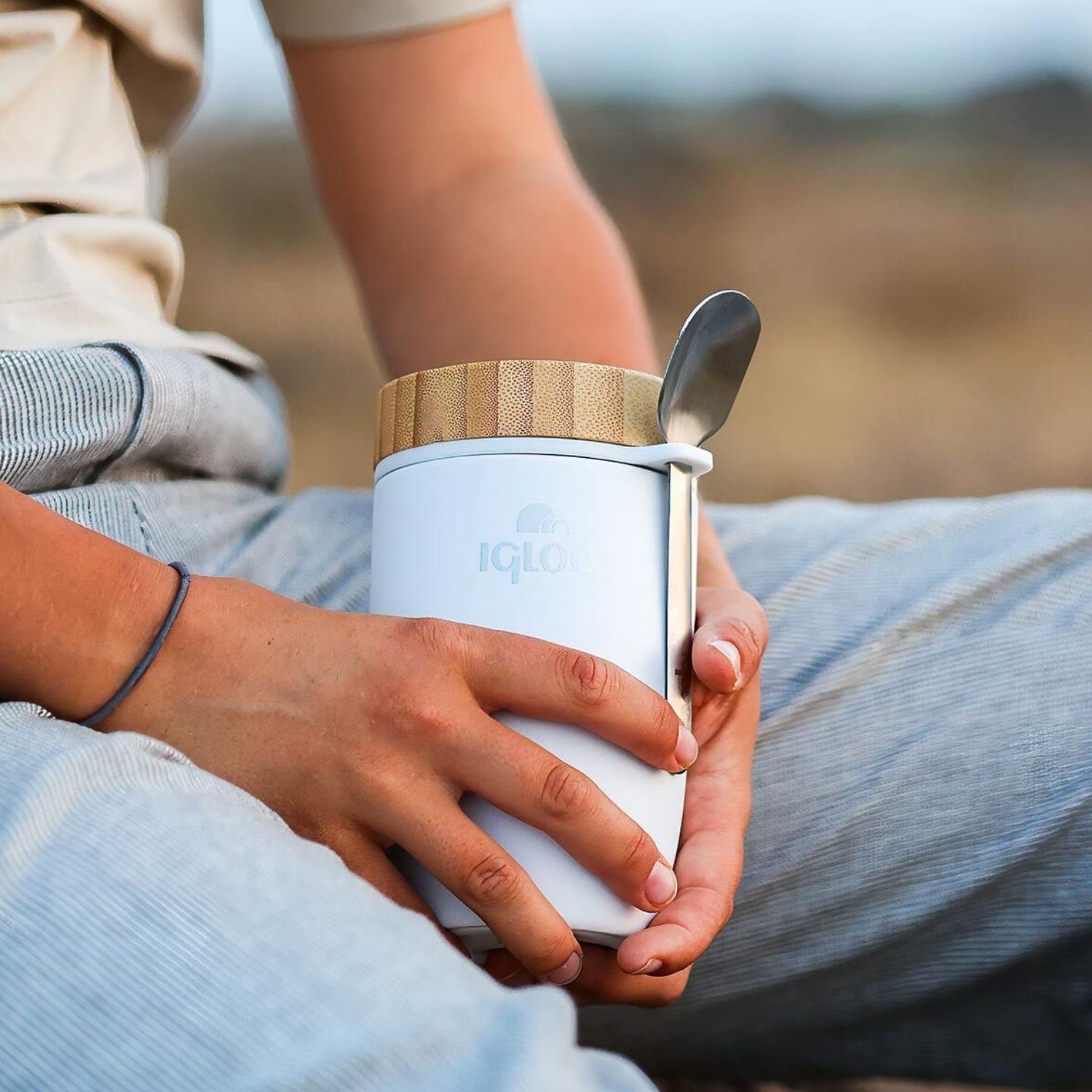 Çelik Yemek Termos - Igloo - Bamboo - 500 ml - Beyaz - 205789