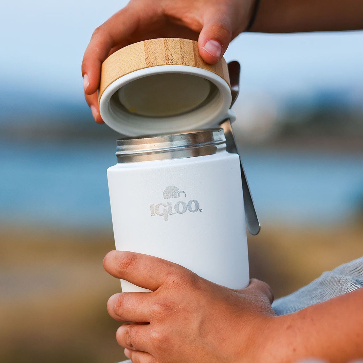 Çelik Yemek Termos - Igloo - Bamboo - 500 ml - Beyaz - 205789