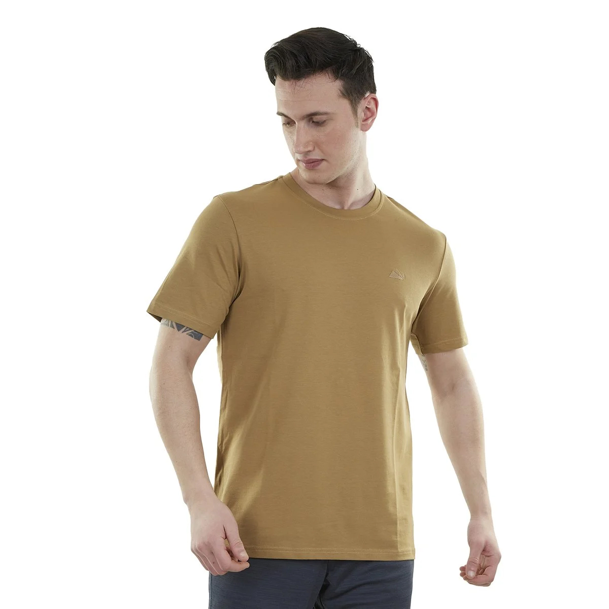 Erkek Tişört - Pamuklu Spor Tişört - Lucid - Camel (600616)