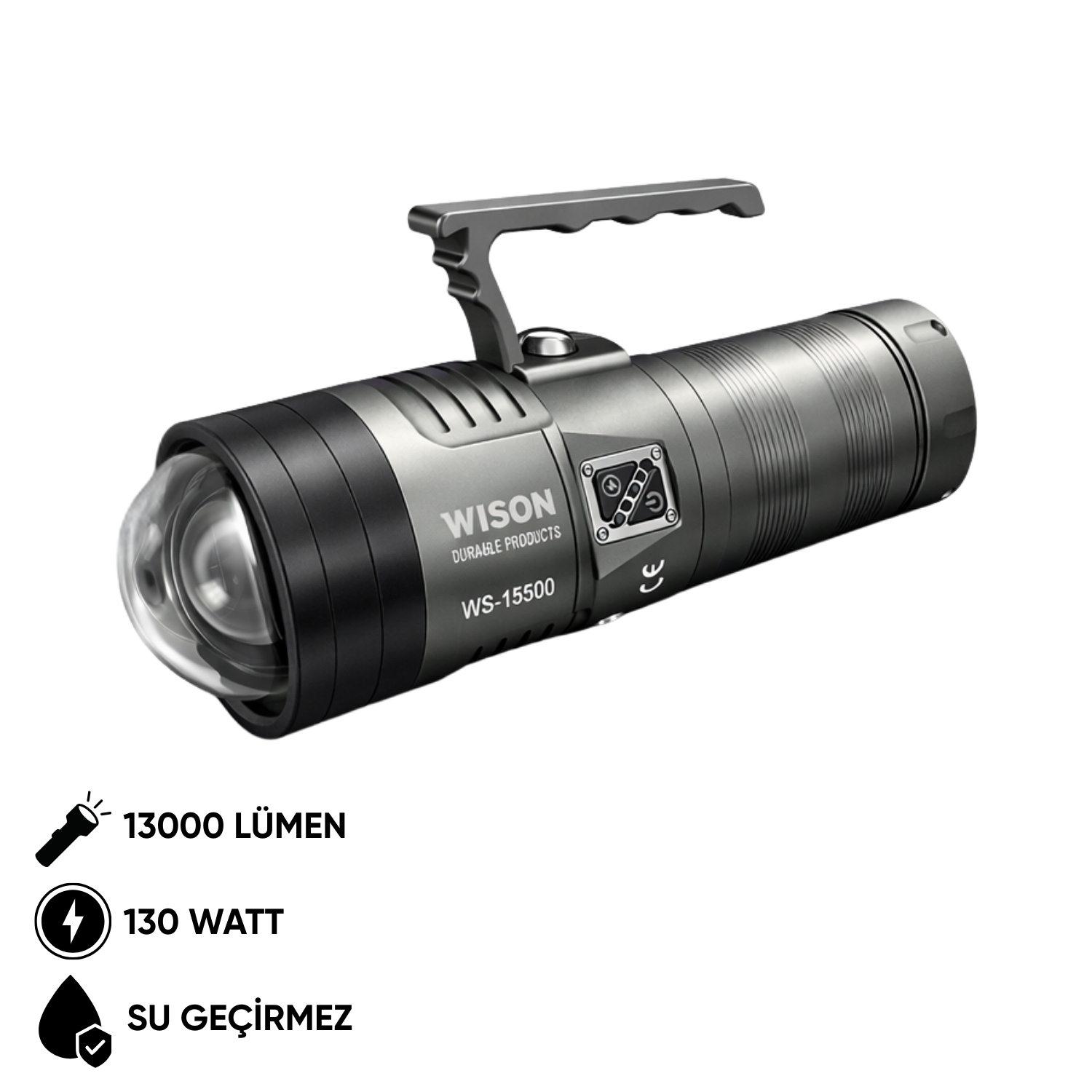 Şarj Edilebilir El Feneri - Wison - 13000 Lümen - 130 Watt (WS-15500)